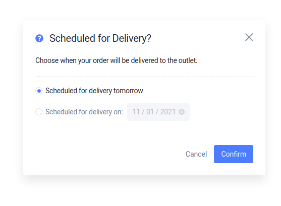 Schedule order modal